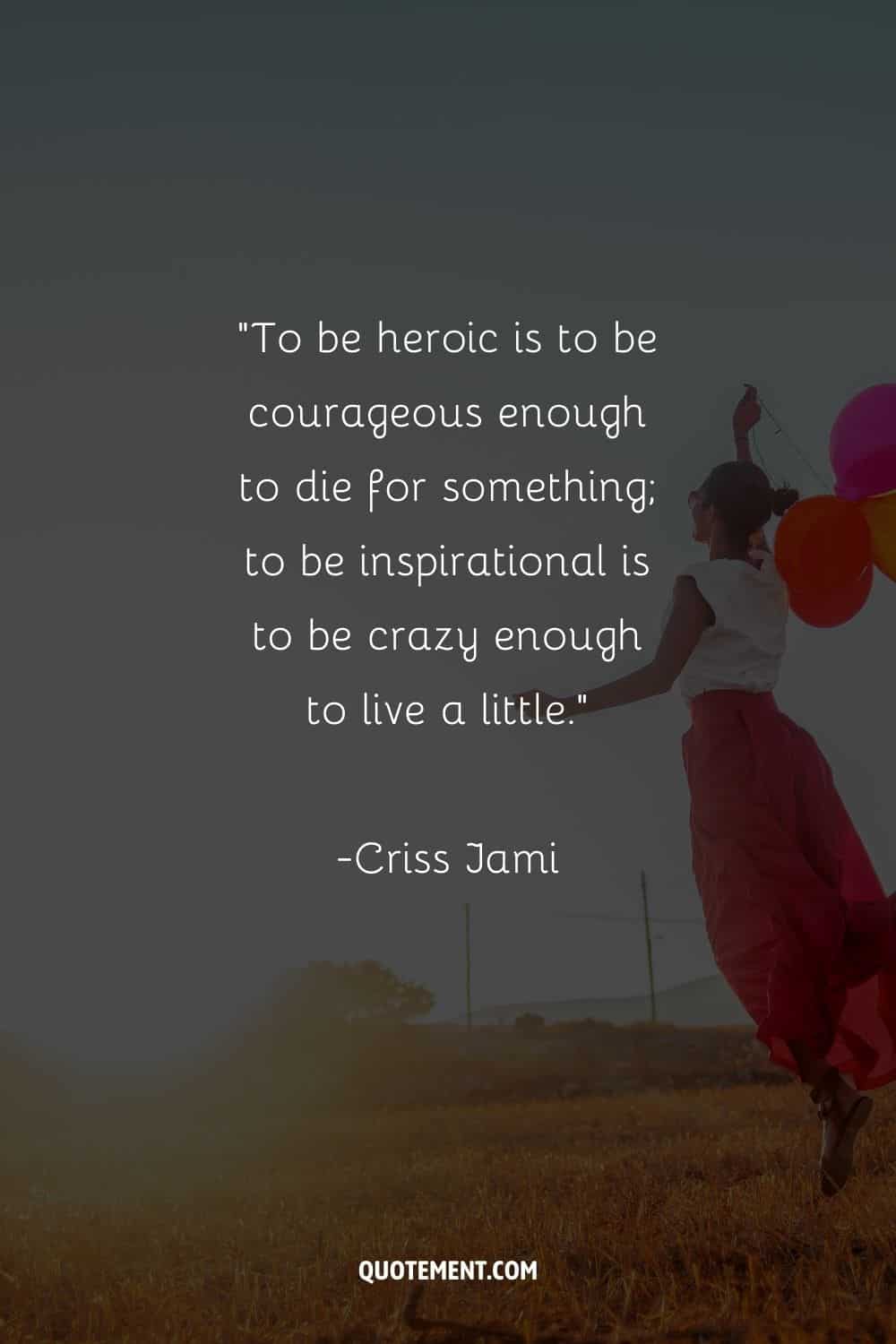 a happy woman jumping and carrying balloons representing inspiring live life quote