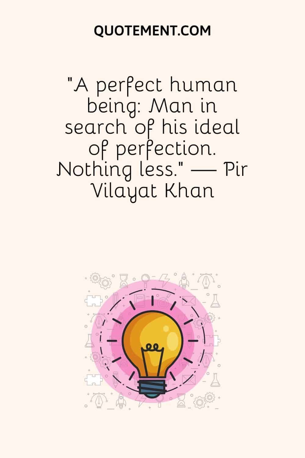 a light bulb icon in a pink circle representing a perfectionist quote