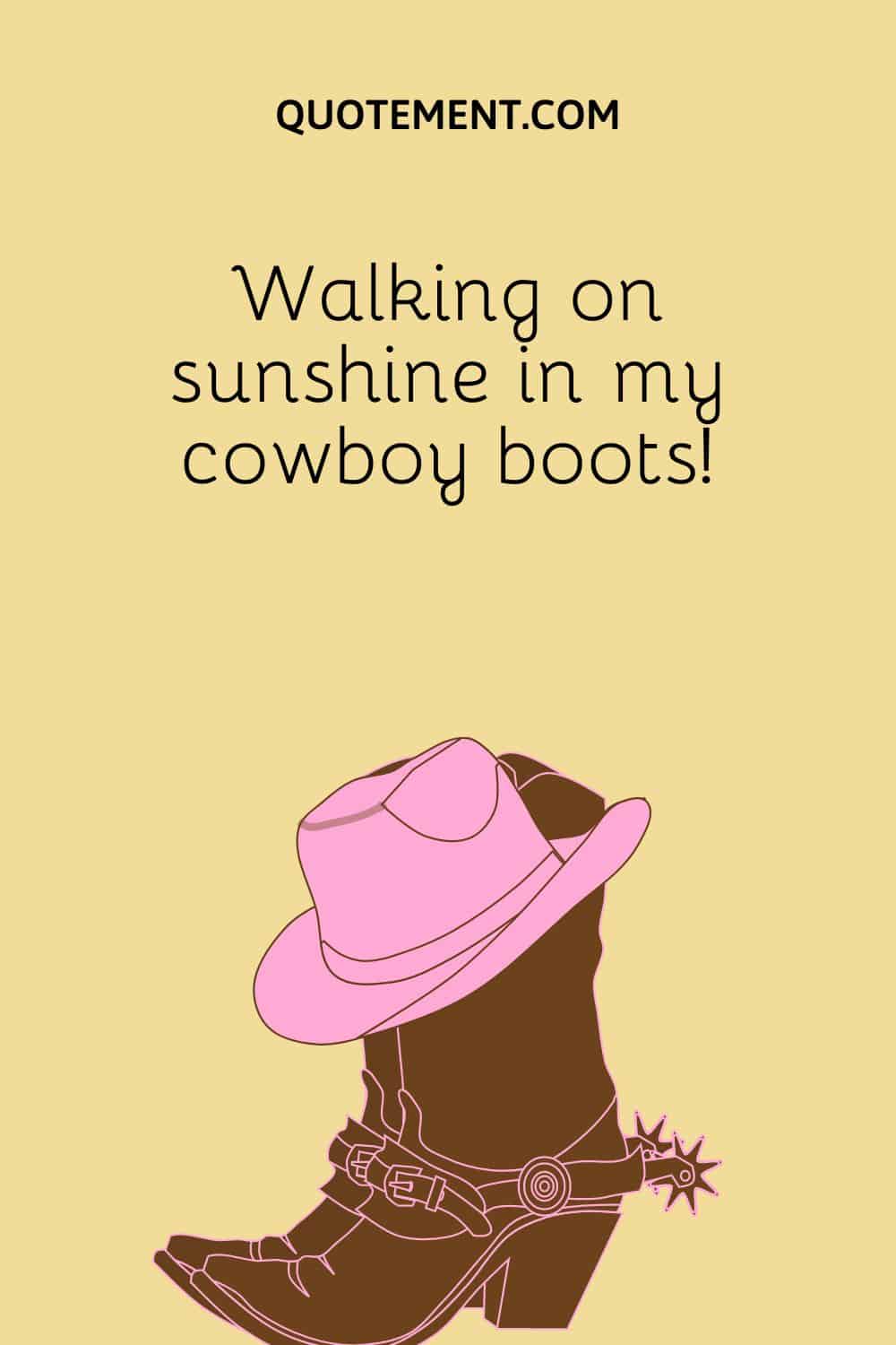 a pair of cowboy boots and a pink hat
