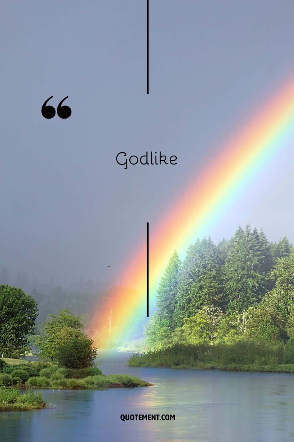 a rainbow in nature representing the word godlike