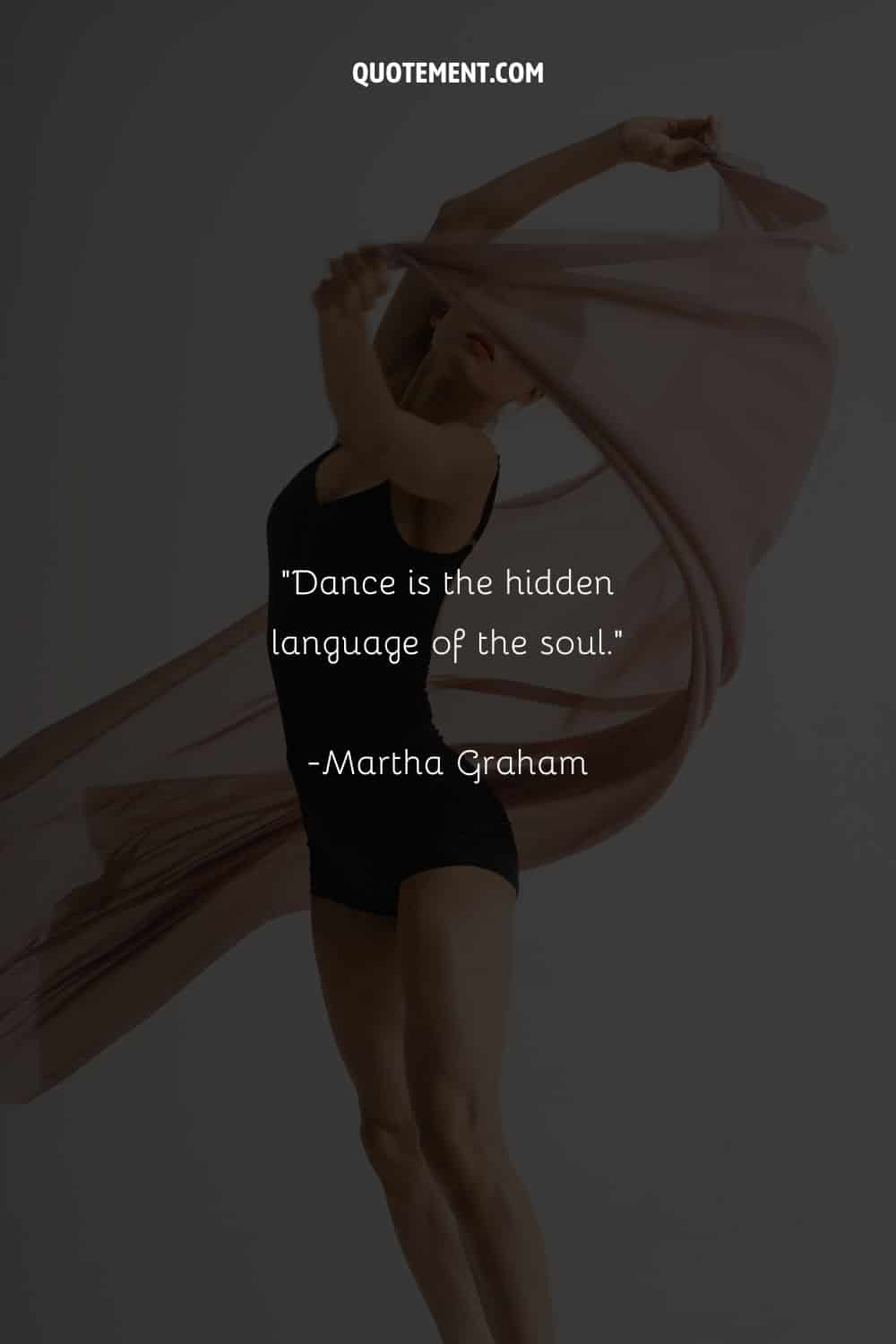 ballerina wearing black and a silk scarf representing dancing quote