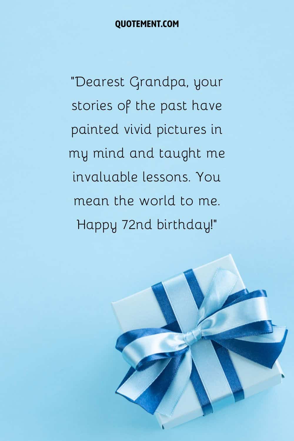 regalo de cumpleaños que representa un deseo de feliz cumpleaños para el abuelo que cumple 72 años