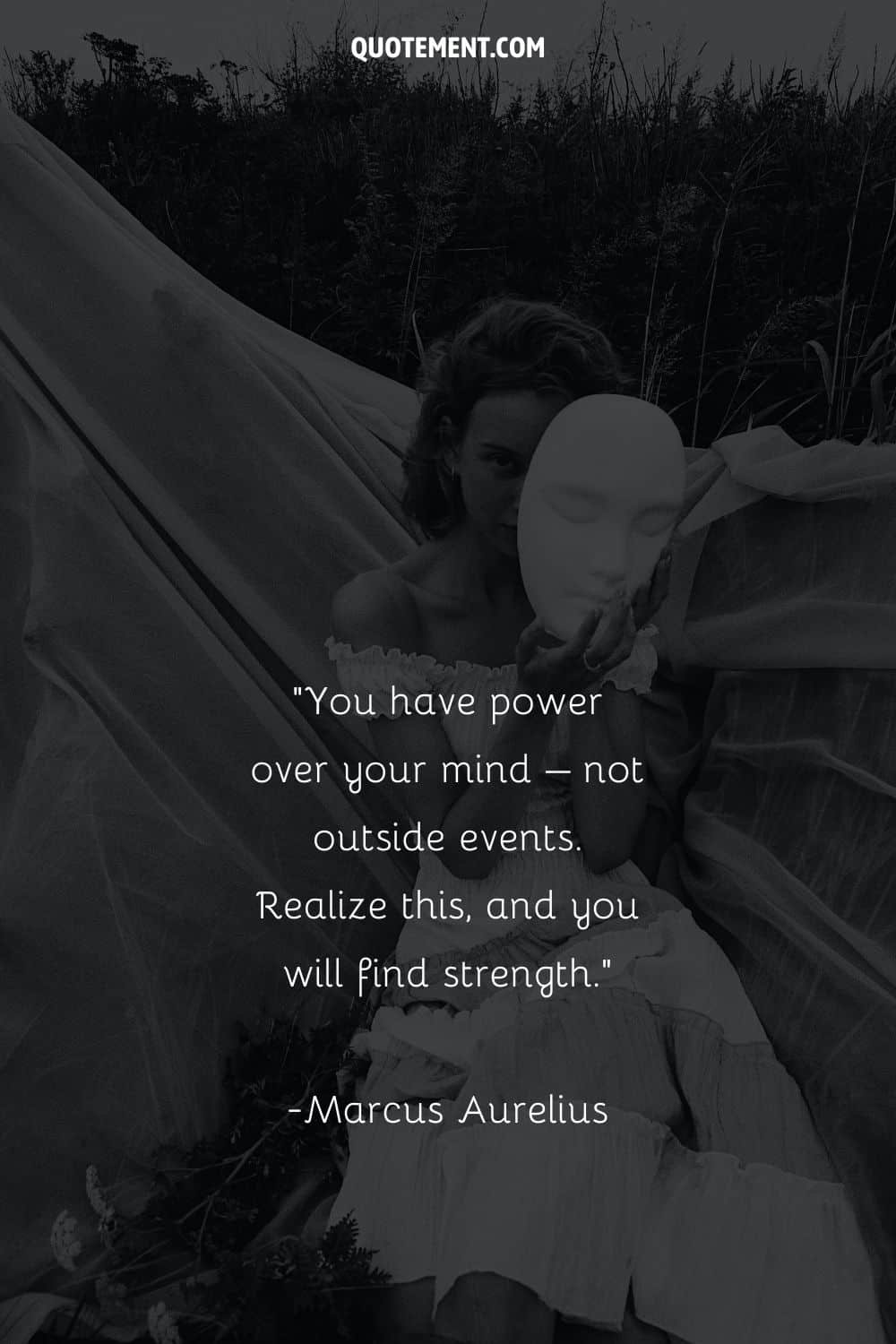 girl holding a mask representing quote by Marcus Aurelius