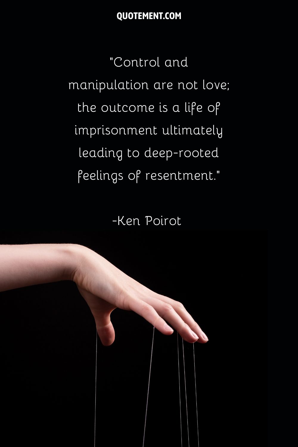 hand with strings image representing quote on control and love