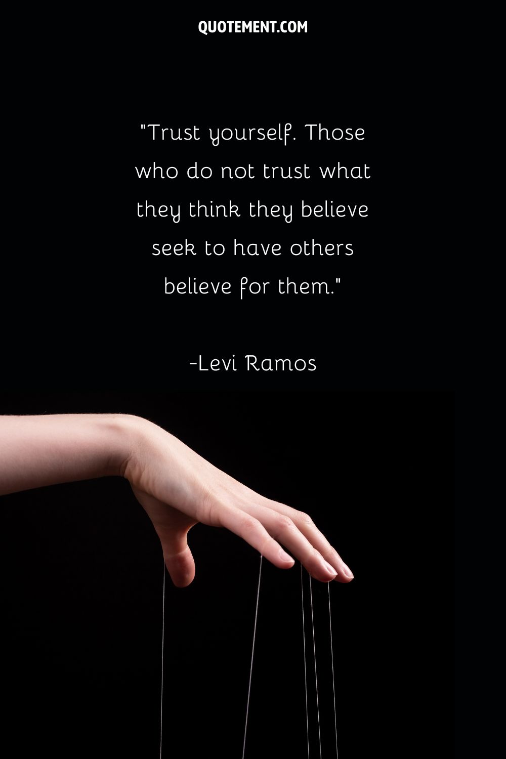 hand with strings image representing quote on trusting yourself