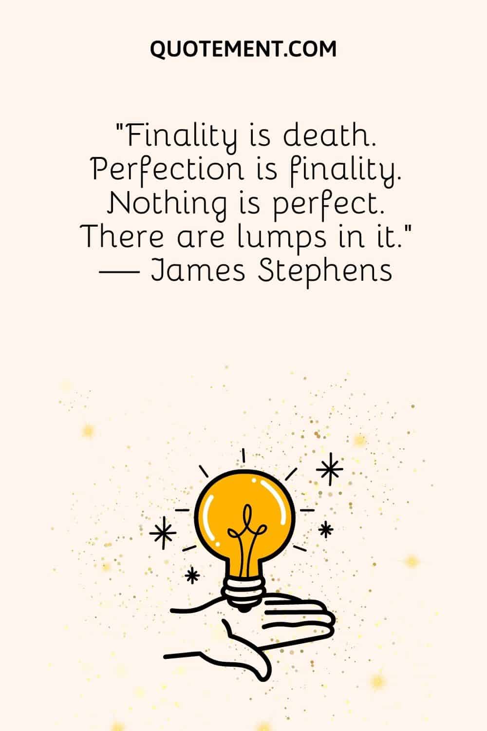 illustration of a light bulb on a palm representing not being perfect quote