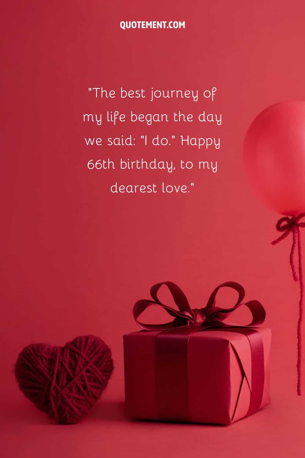image of a red birthday box and a heart representing a 66th birthday wish