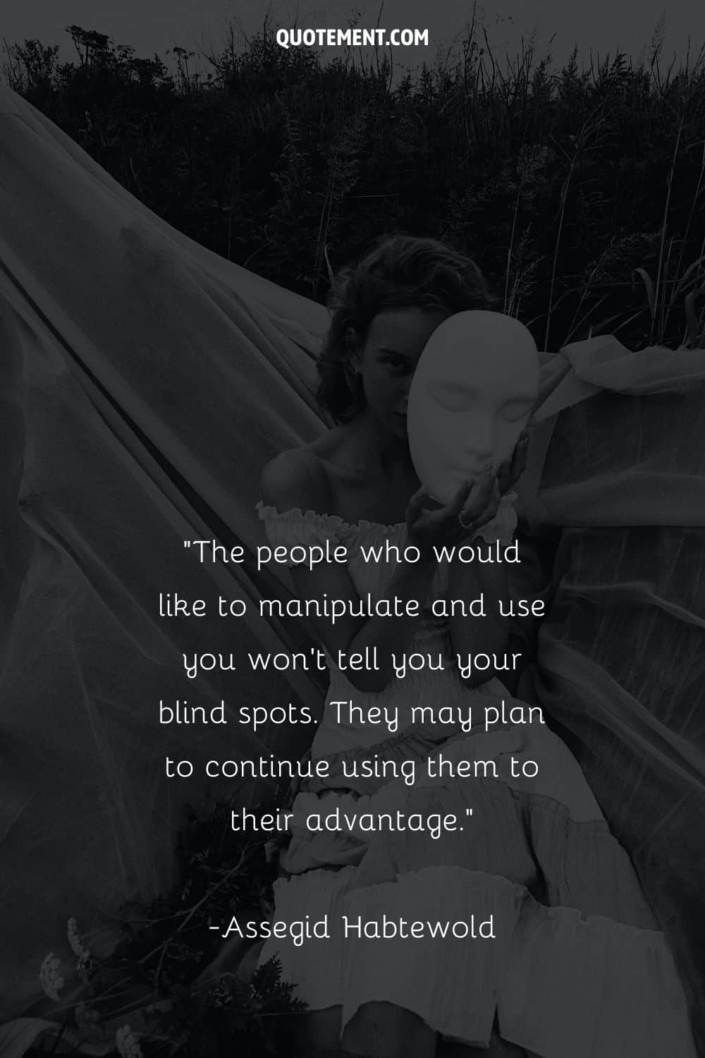 image of girl in white representing manipulative people quote