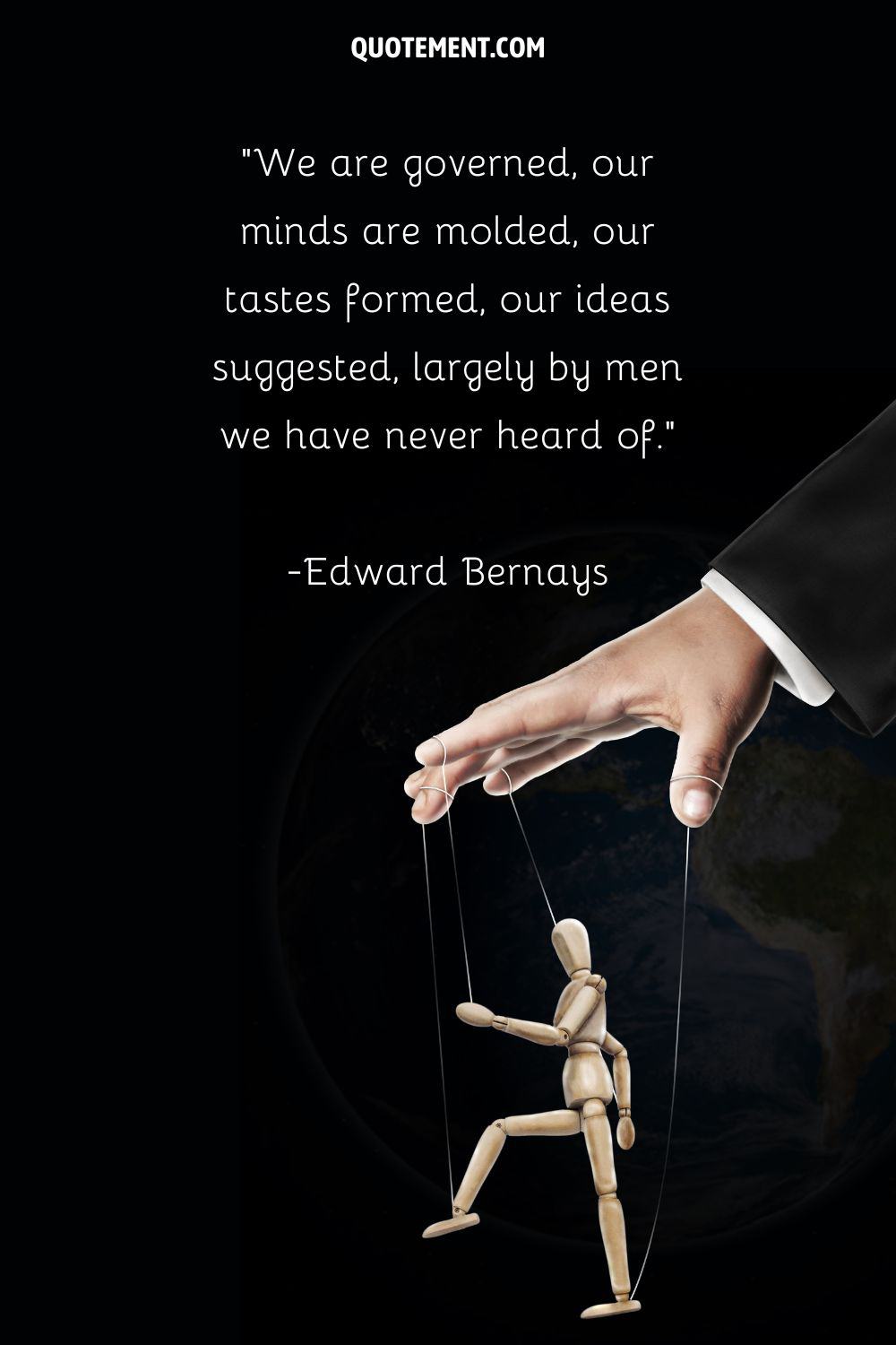 image of hand and marionette representing manipulation quote