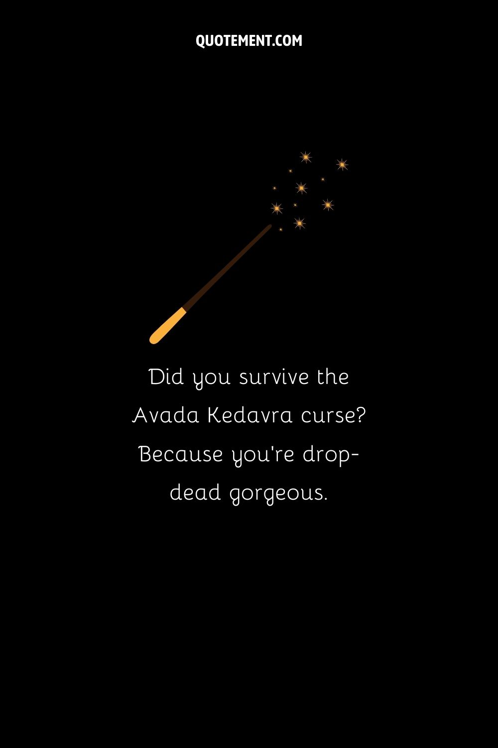 magic wand on a black background representing a Harry Potter inspired pick up line
