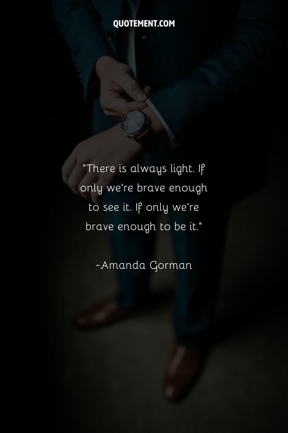 man in a suit holding a watch representing light quote