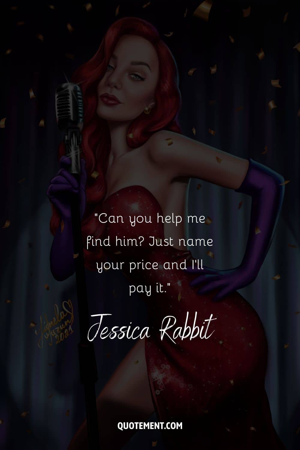 modern illustration of Jessica Rabbit with her movie quote
