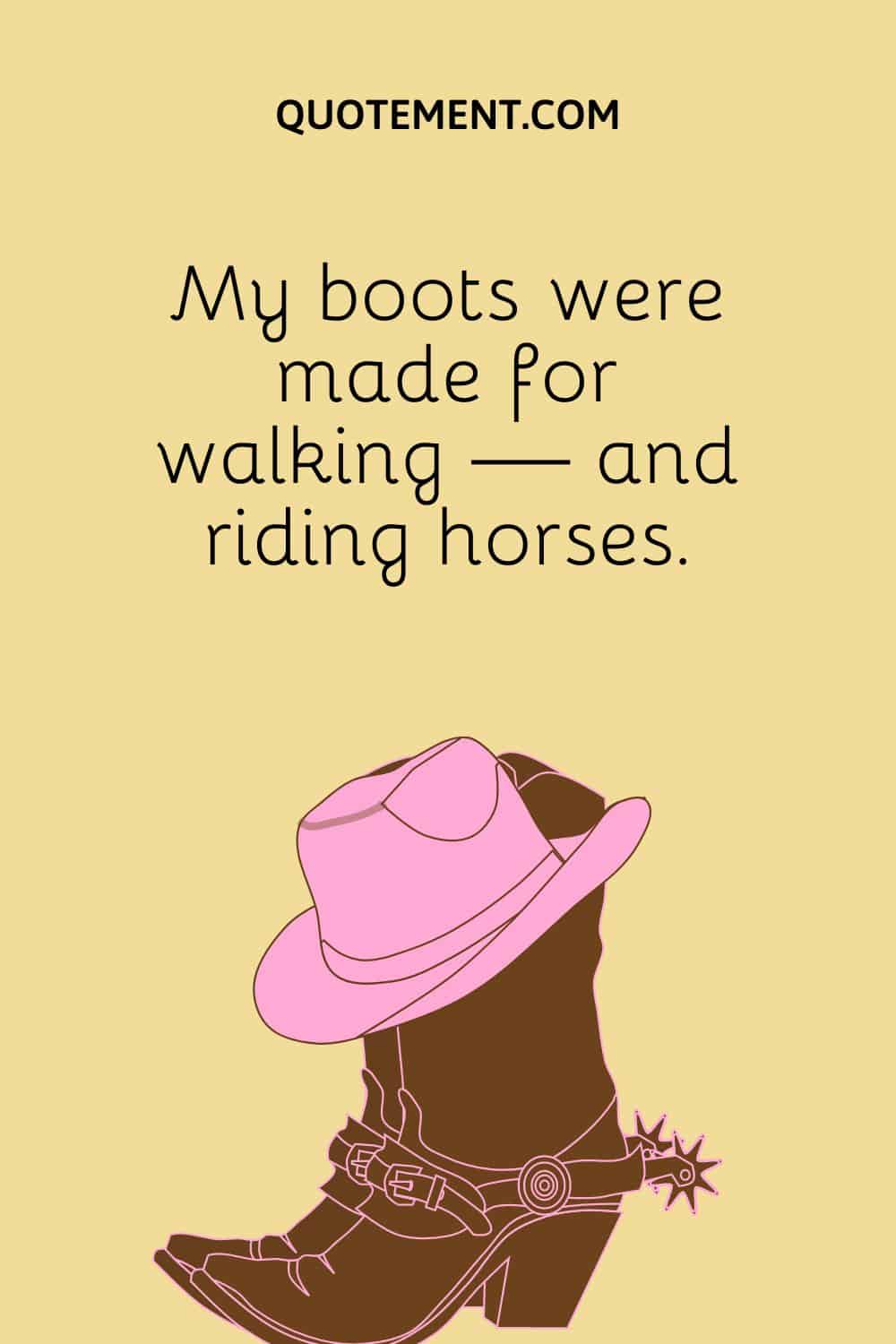 pink cowboy hat on brown cowboy boots

