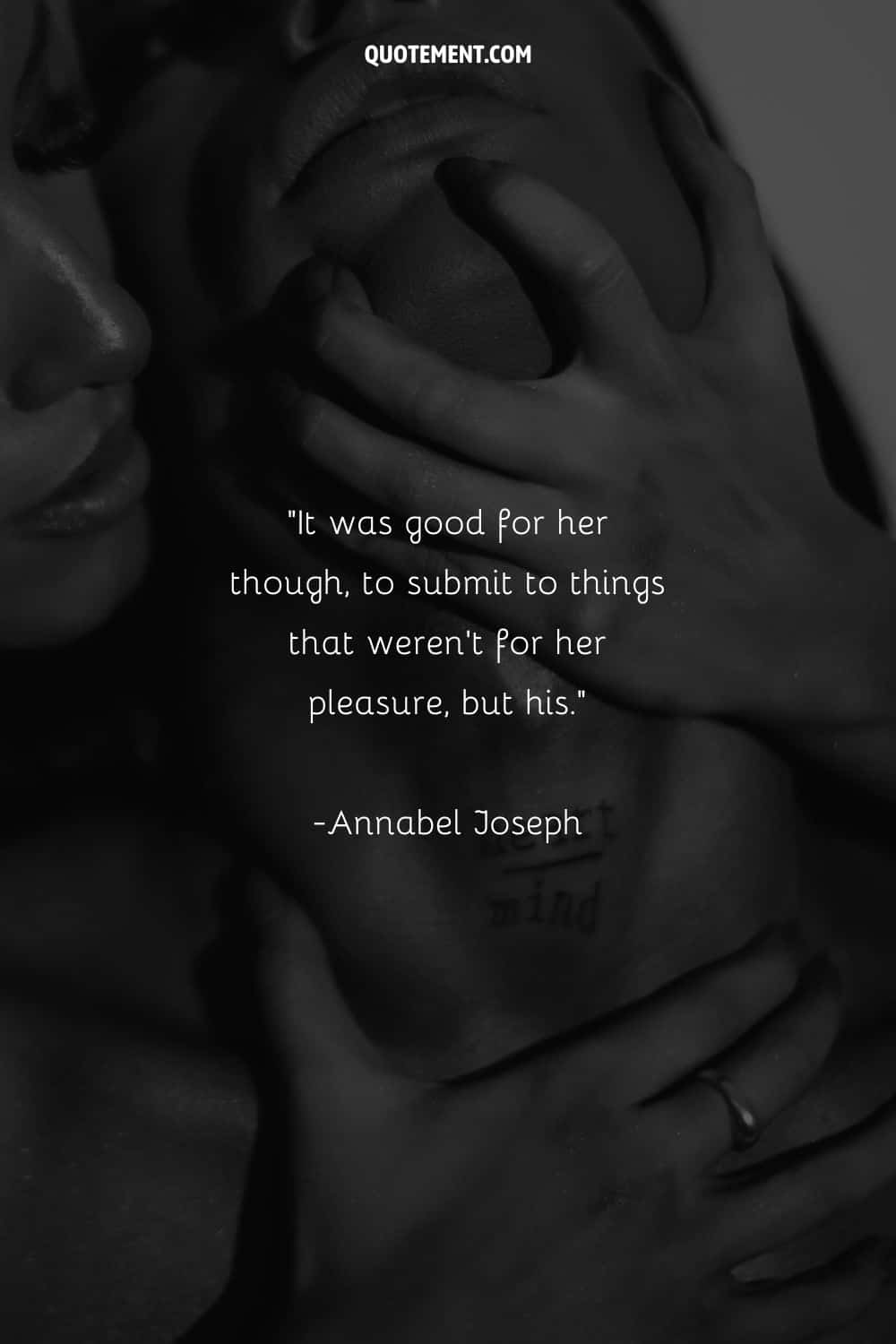 portrayal of two people in an intimate encounter representing a submissive woman quote