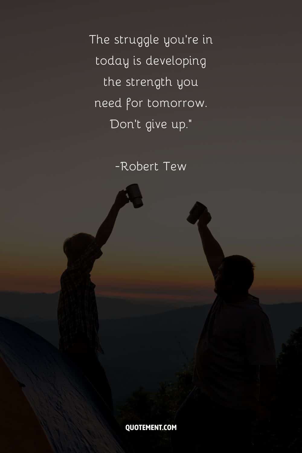 two guys raising glasses representing friends quote for encouragement