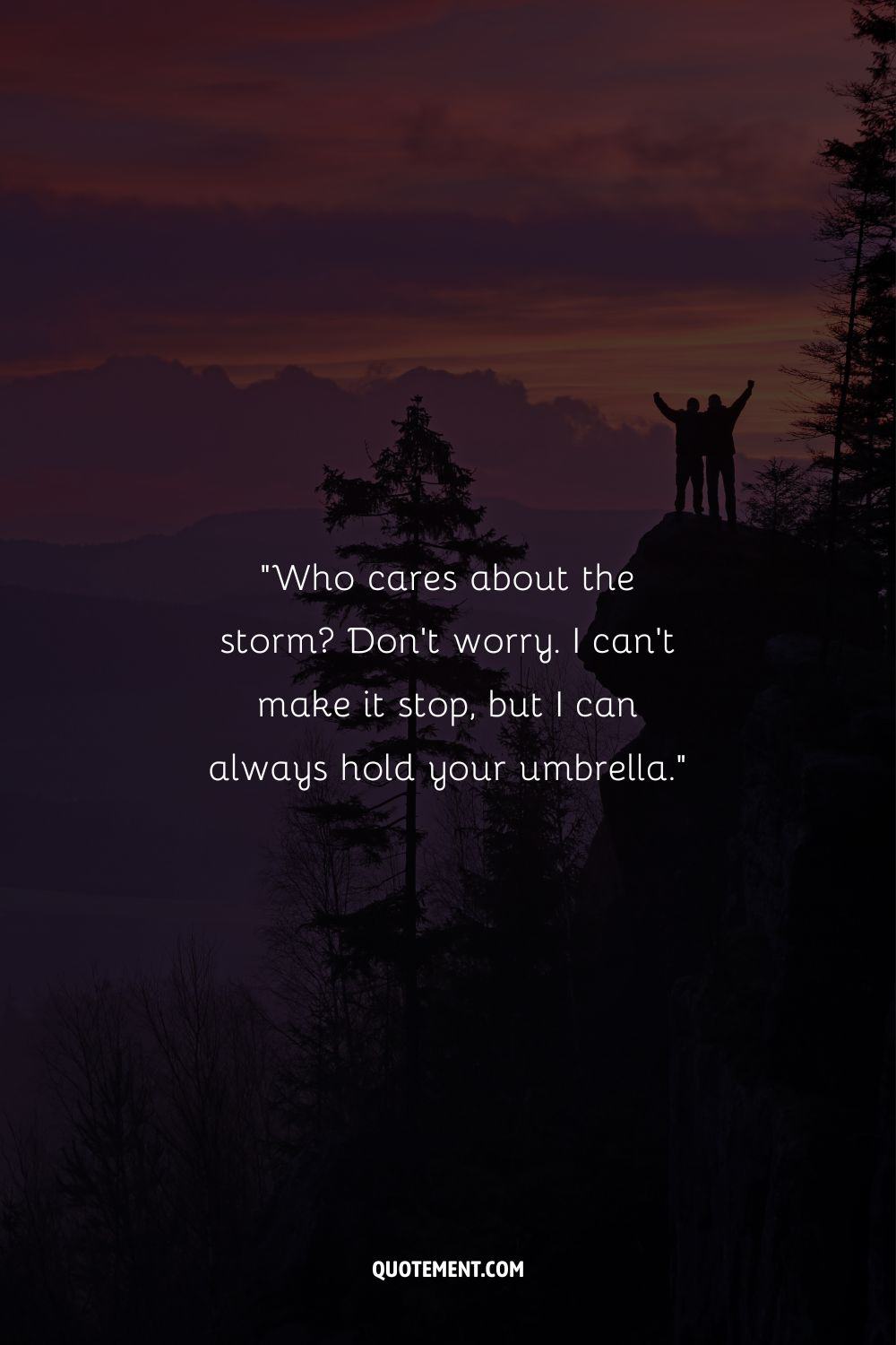 two guys standing on a cliff representing inspirational words of encouragement for a friend