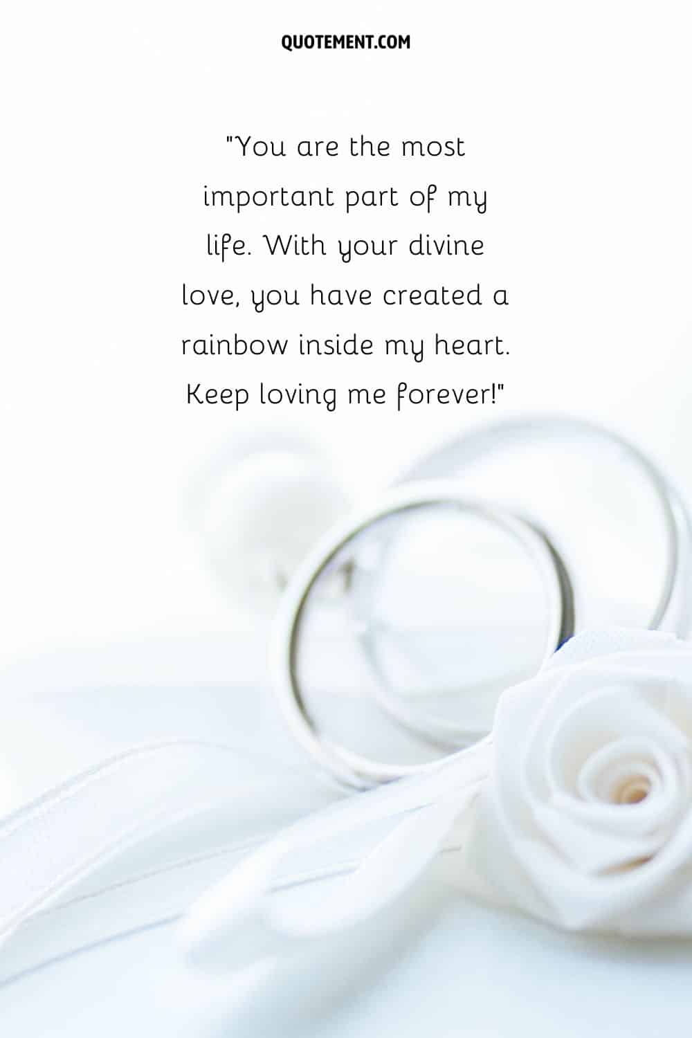 white rose and wedding rings representing heart touching wedding anniversary quote for your wife