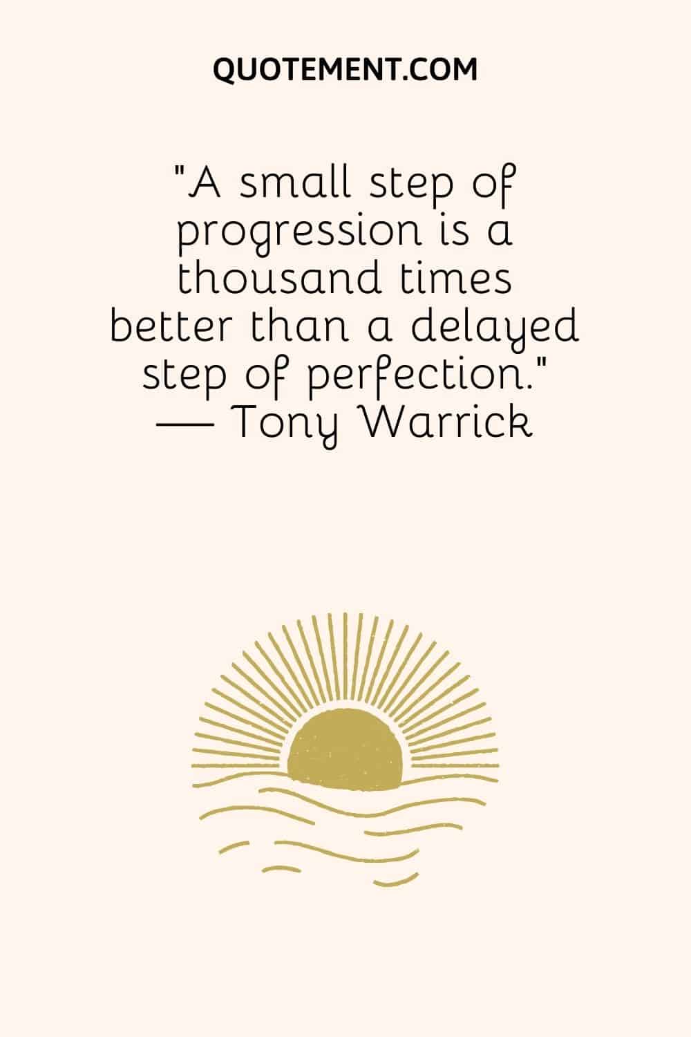 yellow sun and waves representing progress not perfection quote