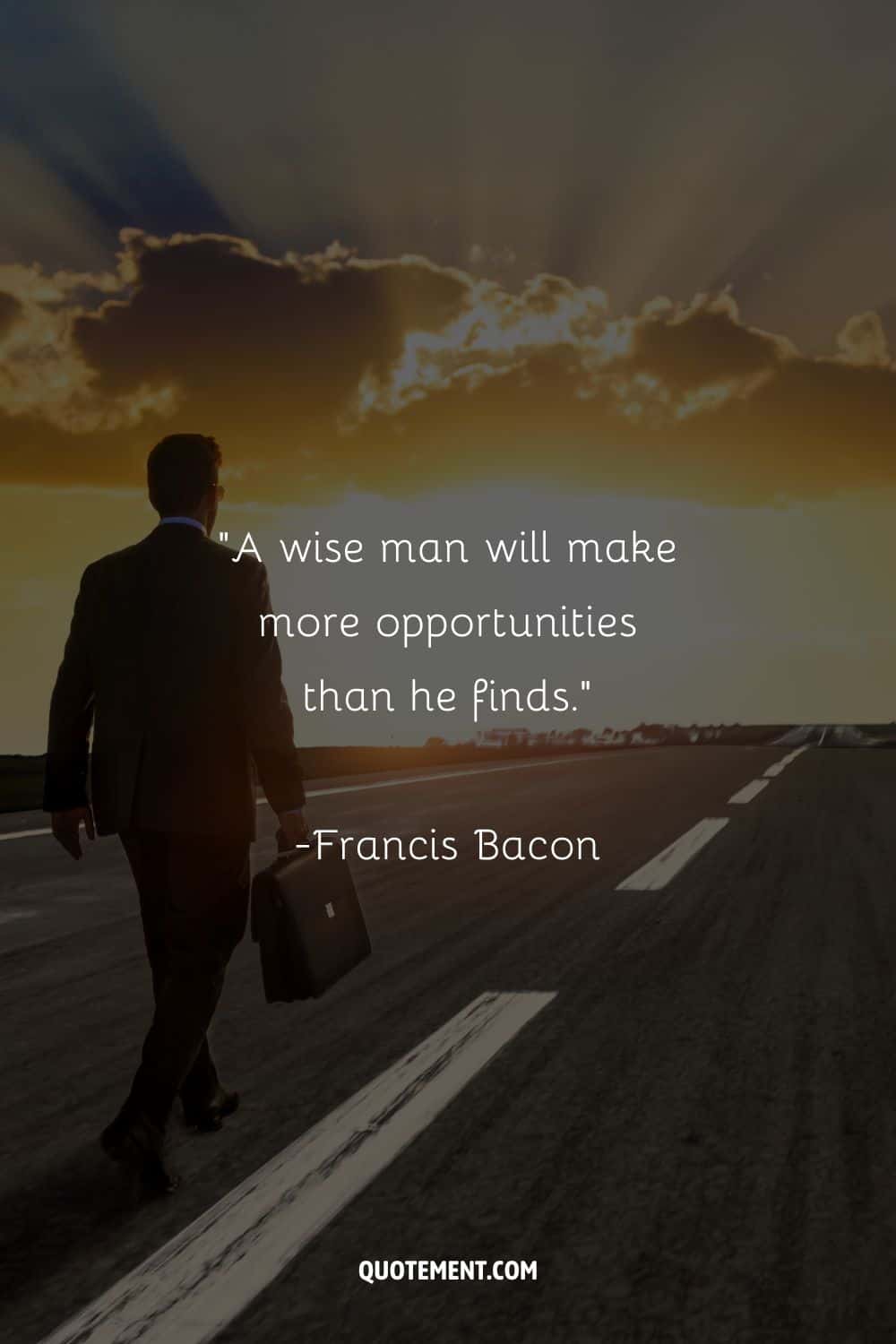 A lone man walks towards the setting sun representing first job quote