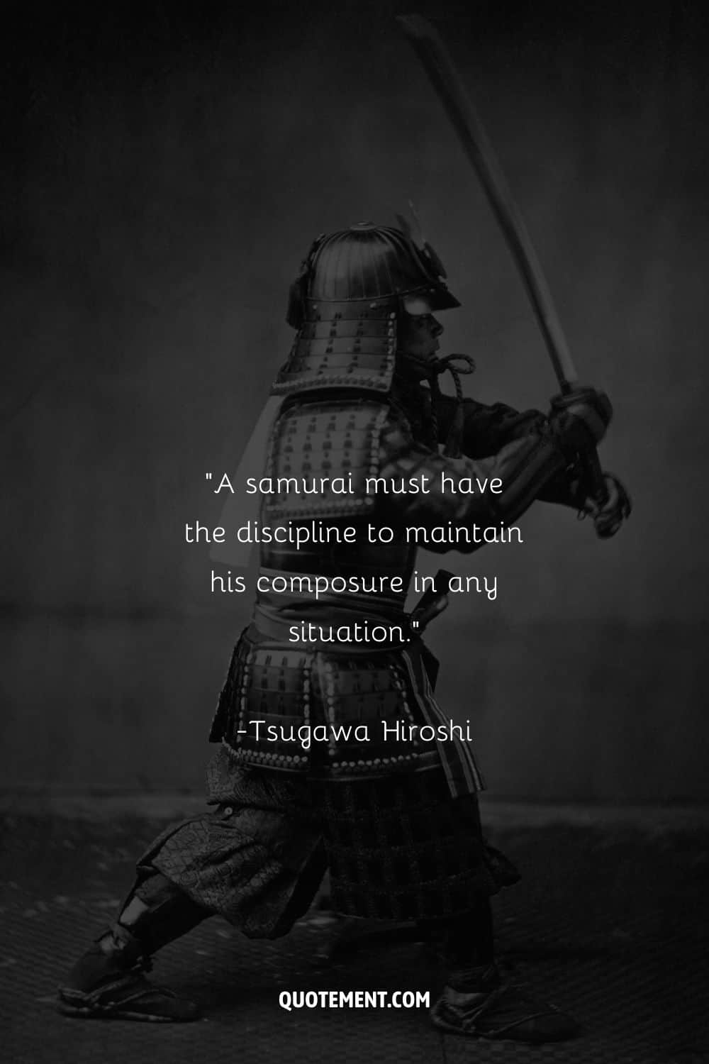 A skilled samurai in dark armor representing samurai motto