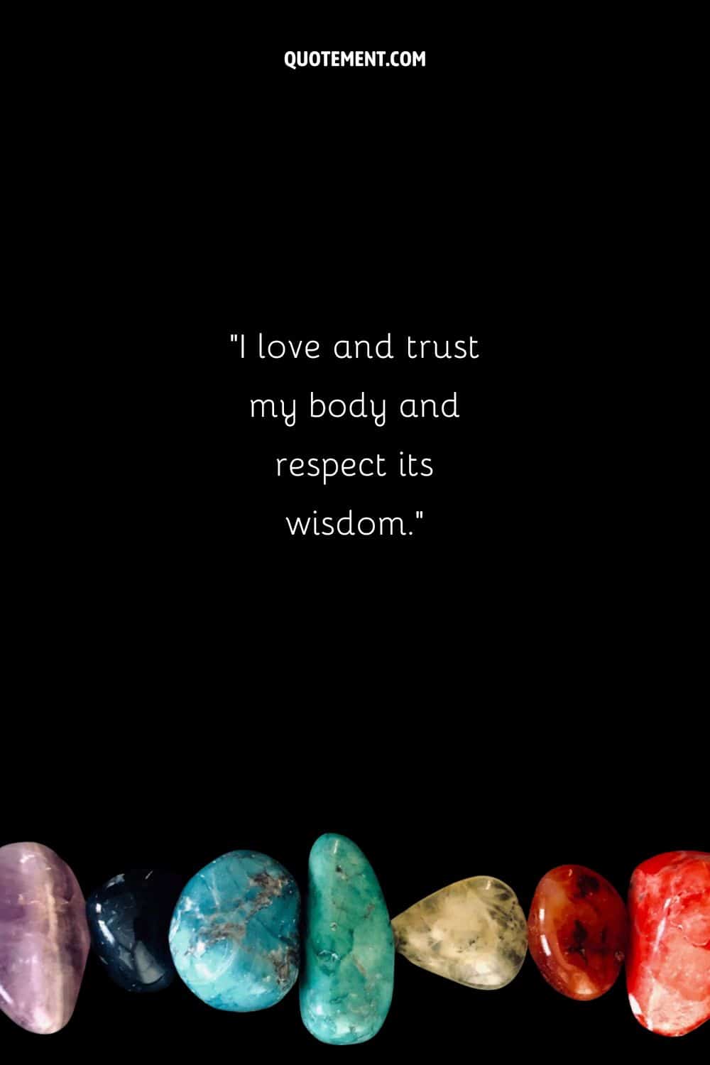 Affirmation for healing of the root chakra represented by the chakra stones under it
