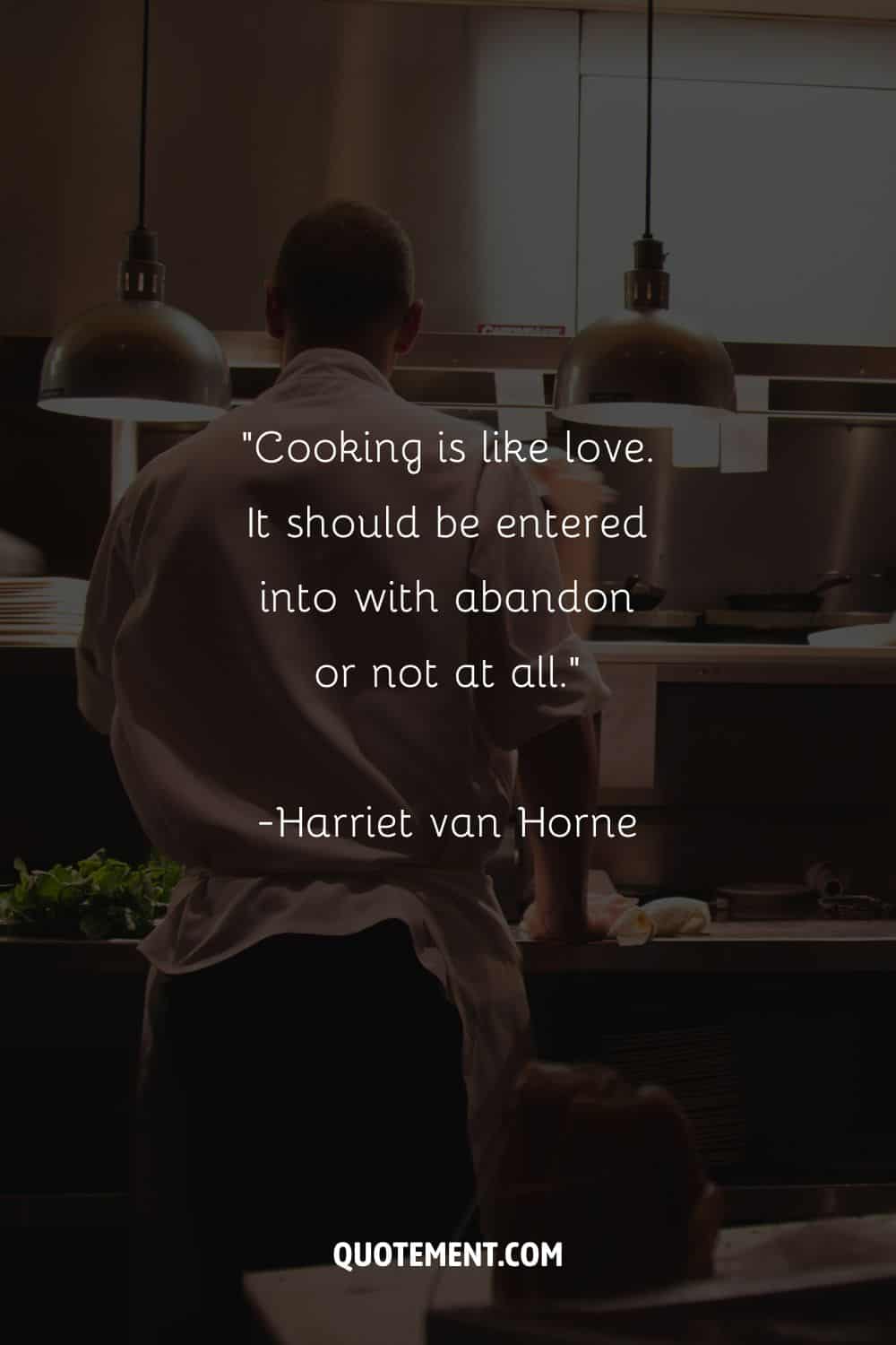 Chef in the kitchen image representing a quote on cooking.