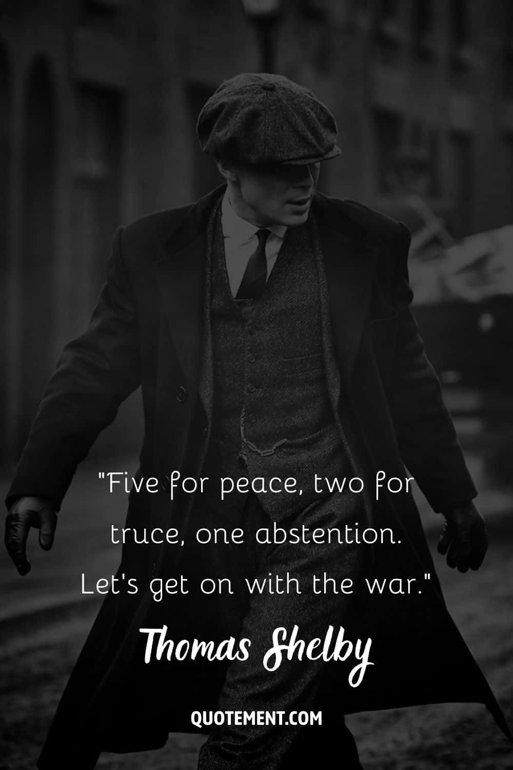 Cillian Murphy struts in Peaky Blinder attire representing wise thomas shelby quote
