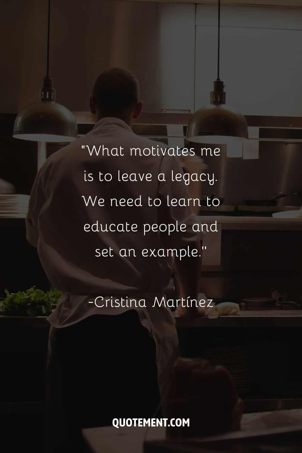 Imagen de un chef creando delicias gastronómicas representando una cita motivacional de restaurante