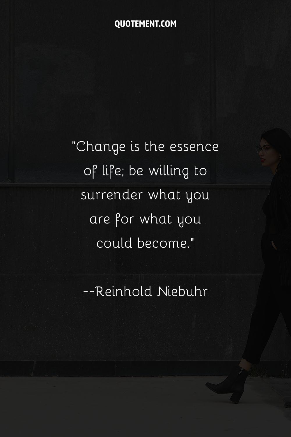 Image of a girl in black representing a quote about accepting change