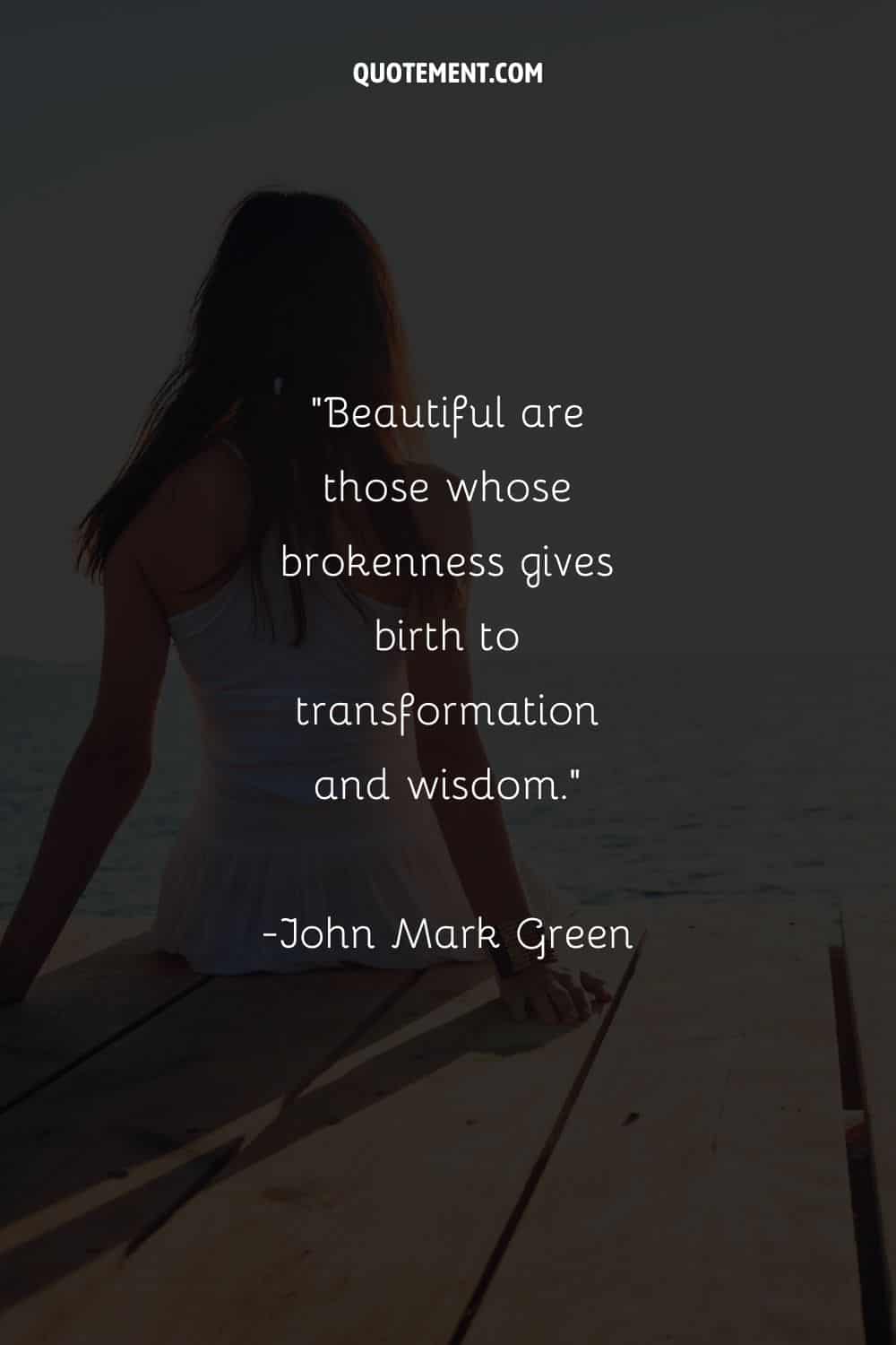 Image of a girl relaxing by the water representing a quote about transformation