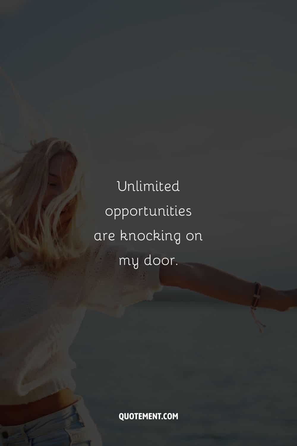 Image of a happy woman representing unlimited opportunities affirmation