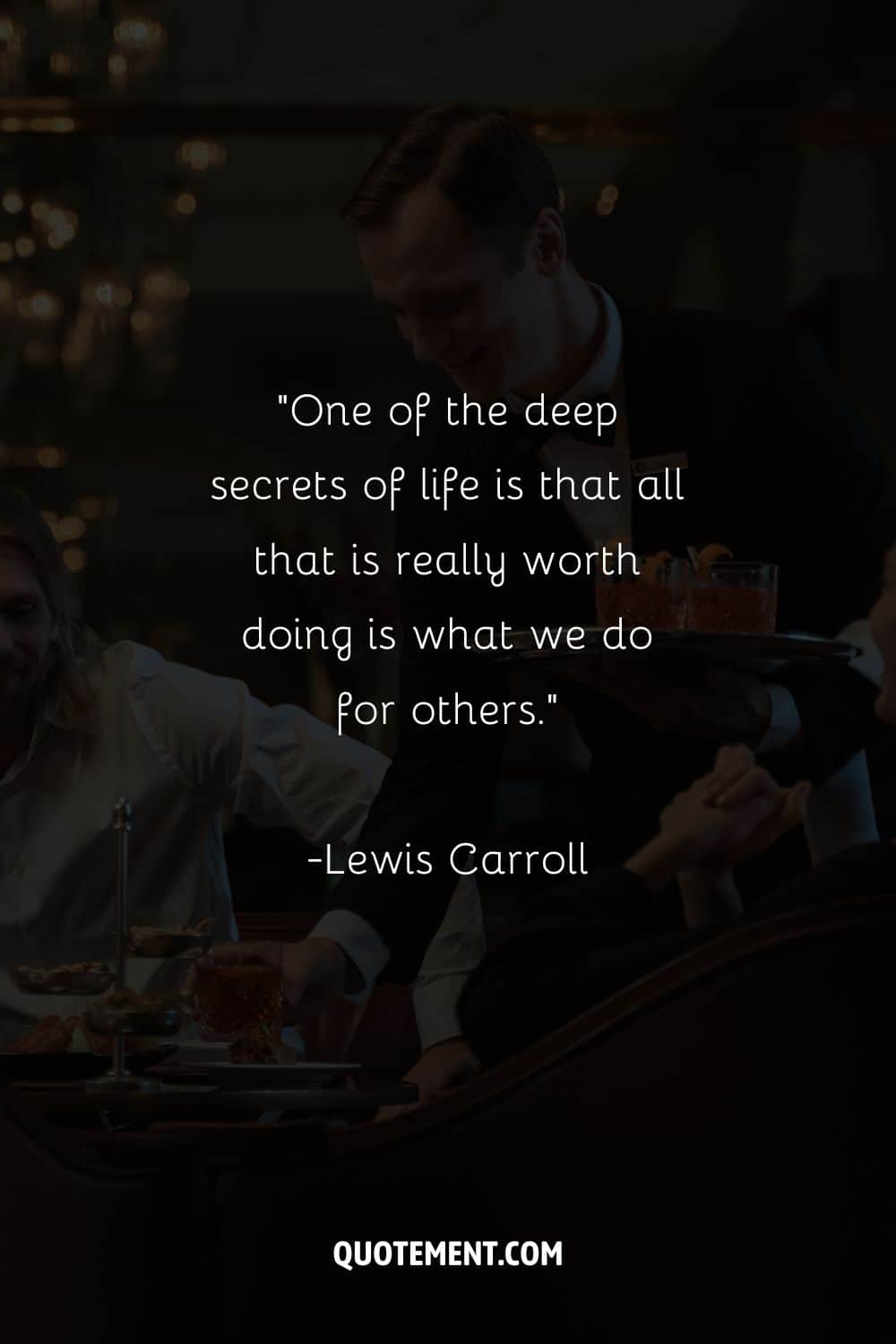 Image of a waiter serving drinks representing a quote on service