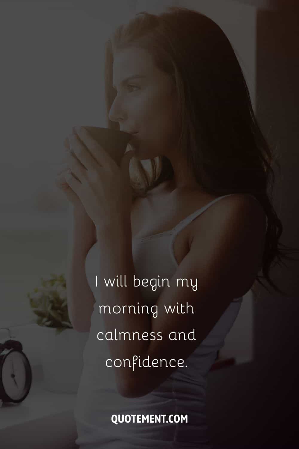 Image of a woman sipping on a cup representing an affirmation for Friday.