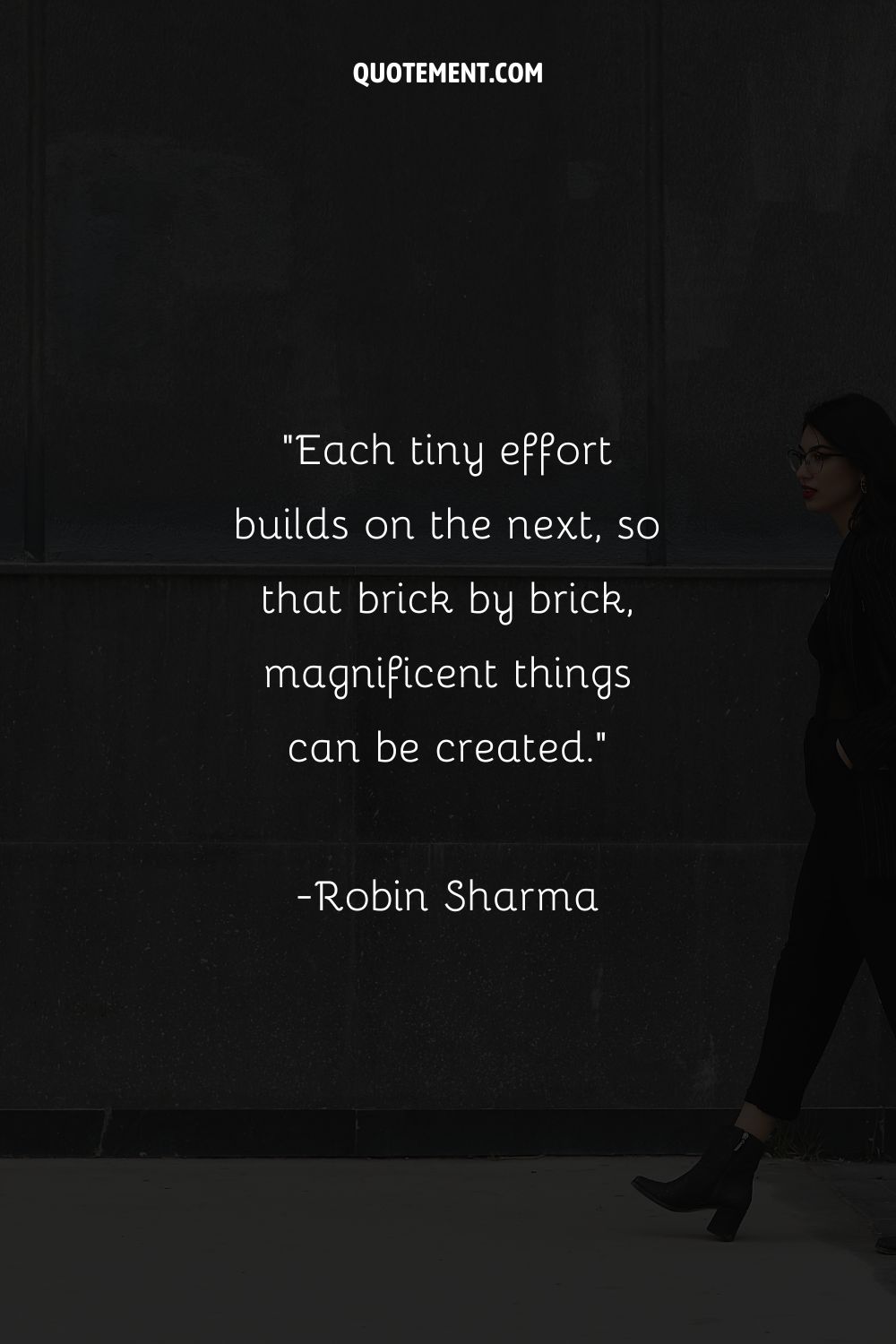 Image of a young lady in black representing a quote about effort.