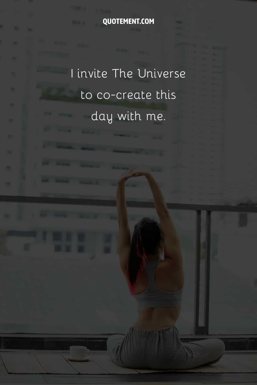 Image of a young woman stretching representing morning affirmation for Saturday