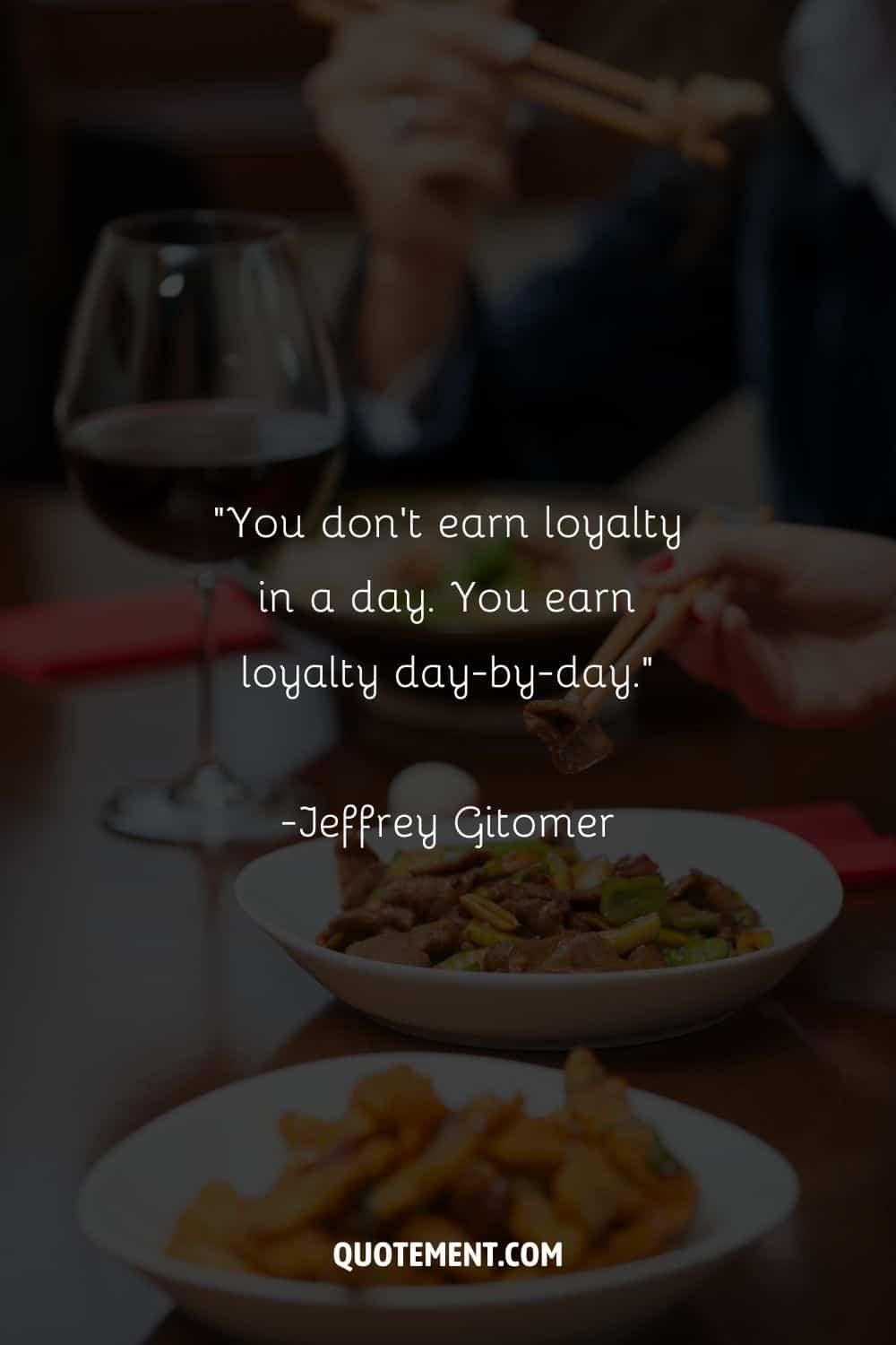 Image of people around the restaurant table representing a quote on loyalty