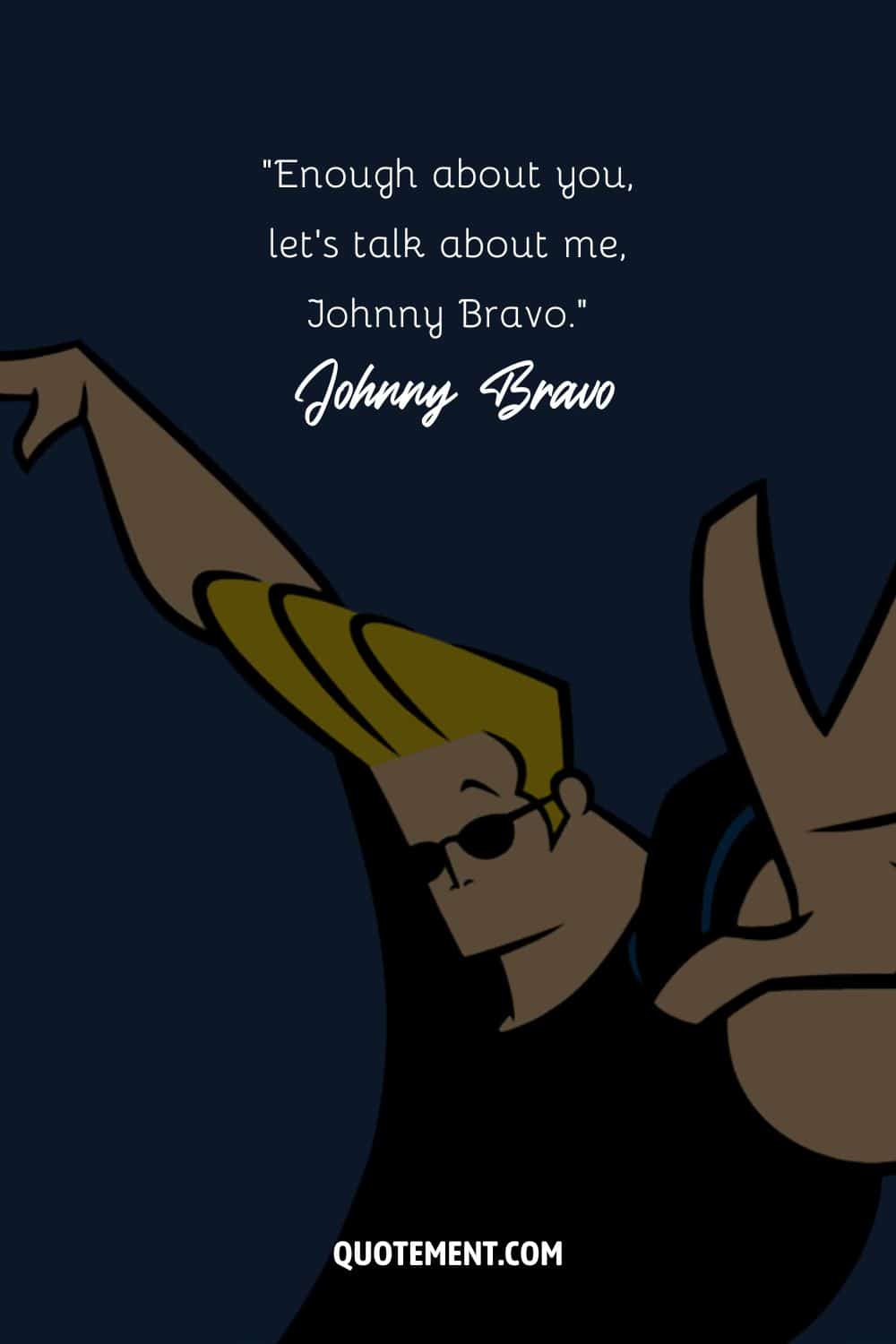 Johnny Bravo with his hands raised
