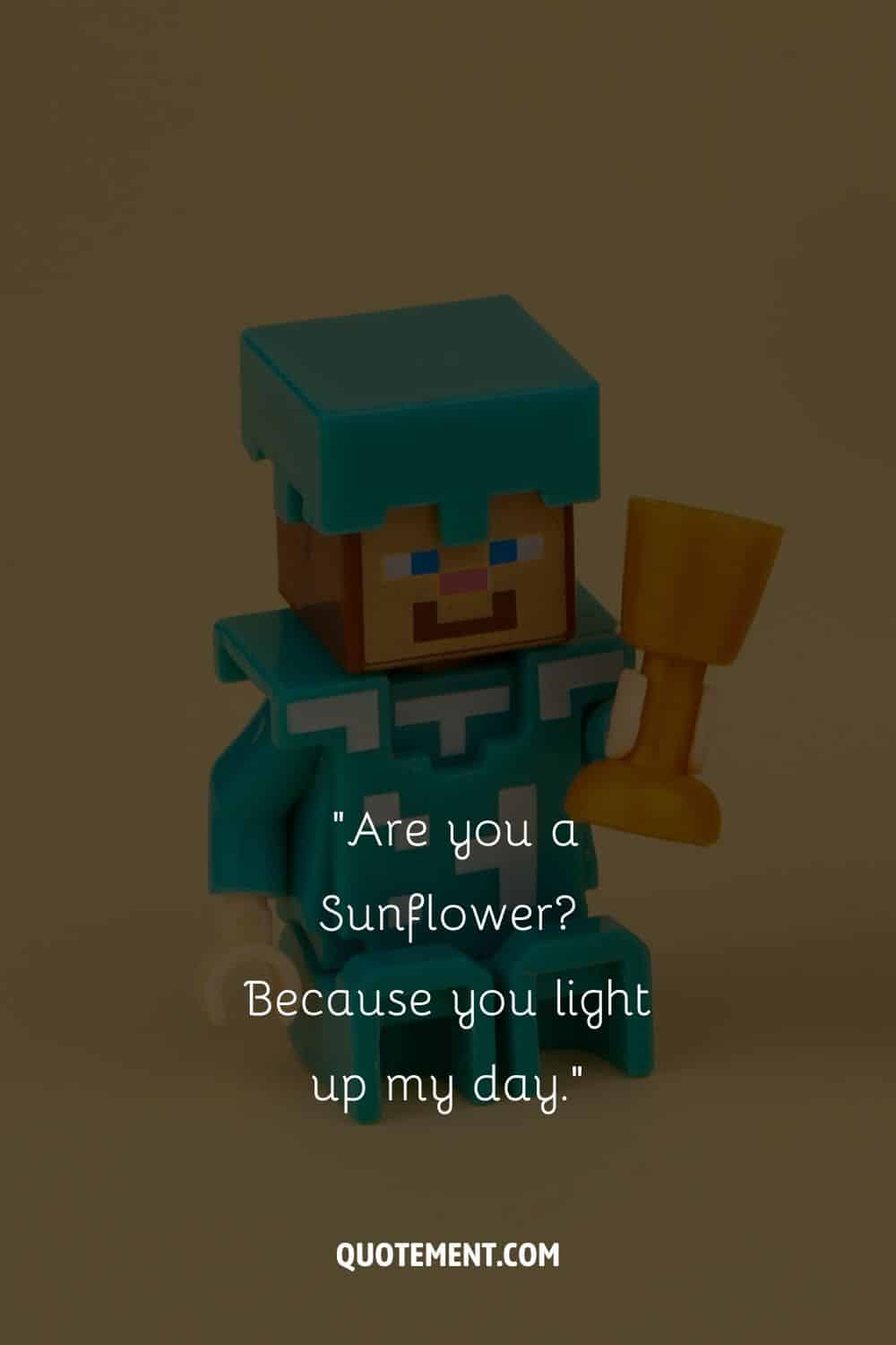 Male character gifts pink companion a flower representing flirty minecraft pickup line
