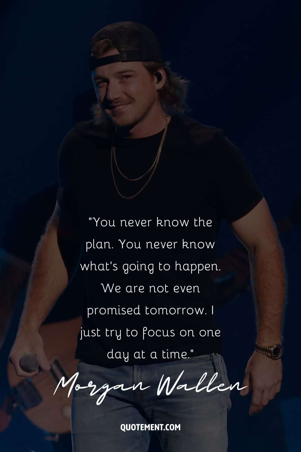 Morgan Wallen with a microphone representing the best Morgan Wallen quote