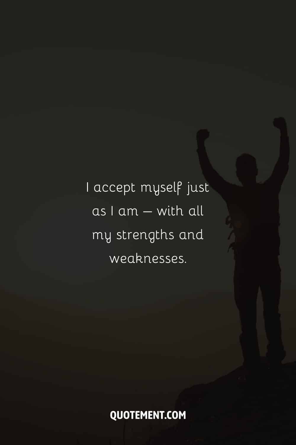 Photograph of a person with the arms up representing an acceptance affirmation.
