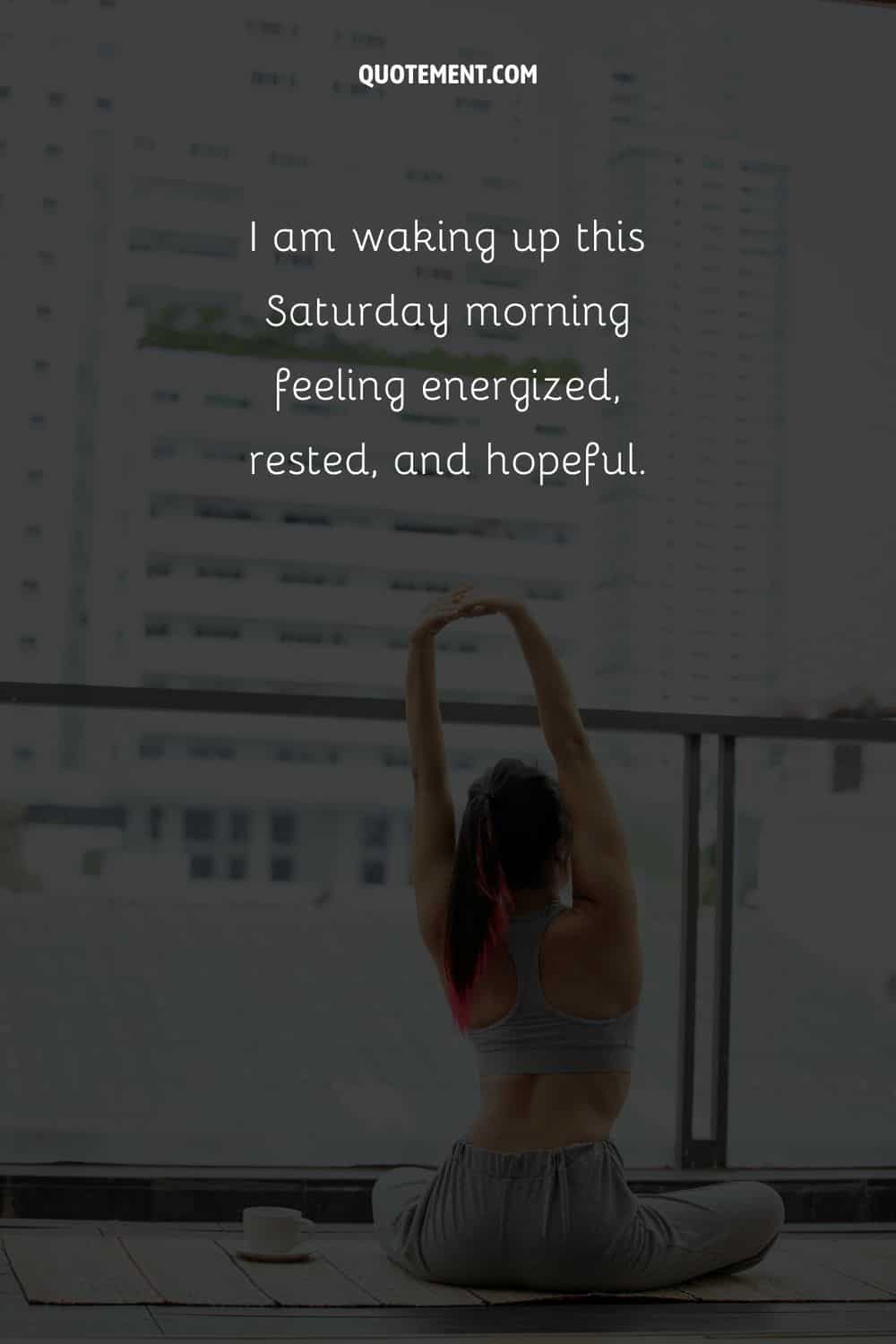 Photograph of a woman stretching her back representing positive morning affirmation