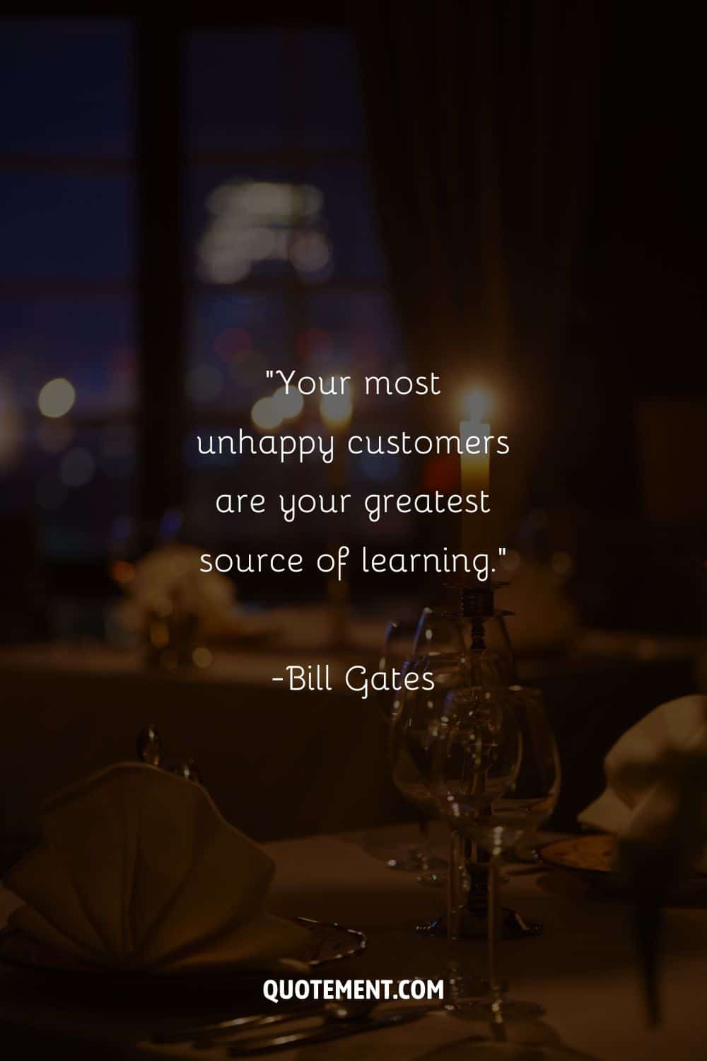 Restaurant table image representing a quote on unhappy customers.