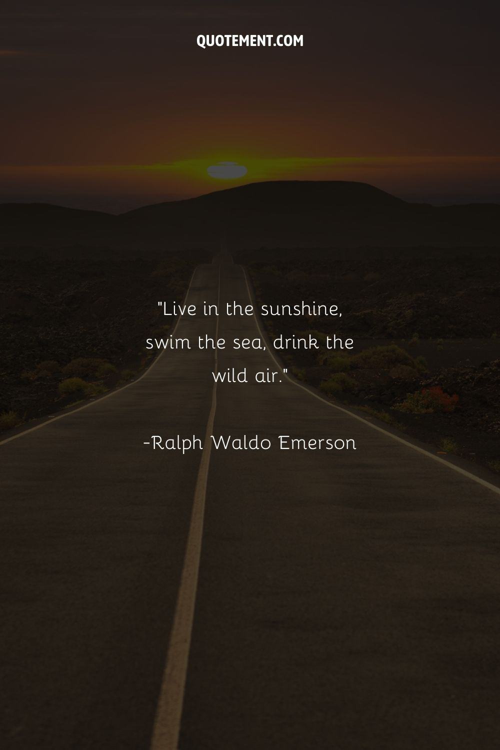 Road disappearing into the radiant sunset representing a sweet life quote
