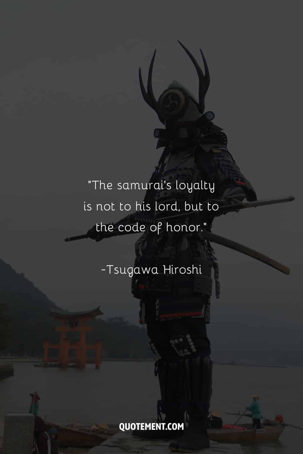 Samurai's black armor representing samurai quote about honor
