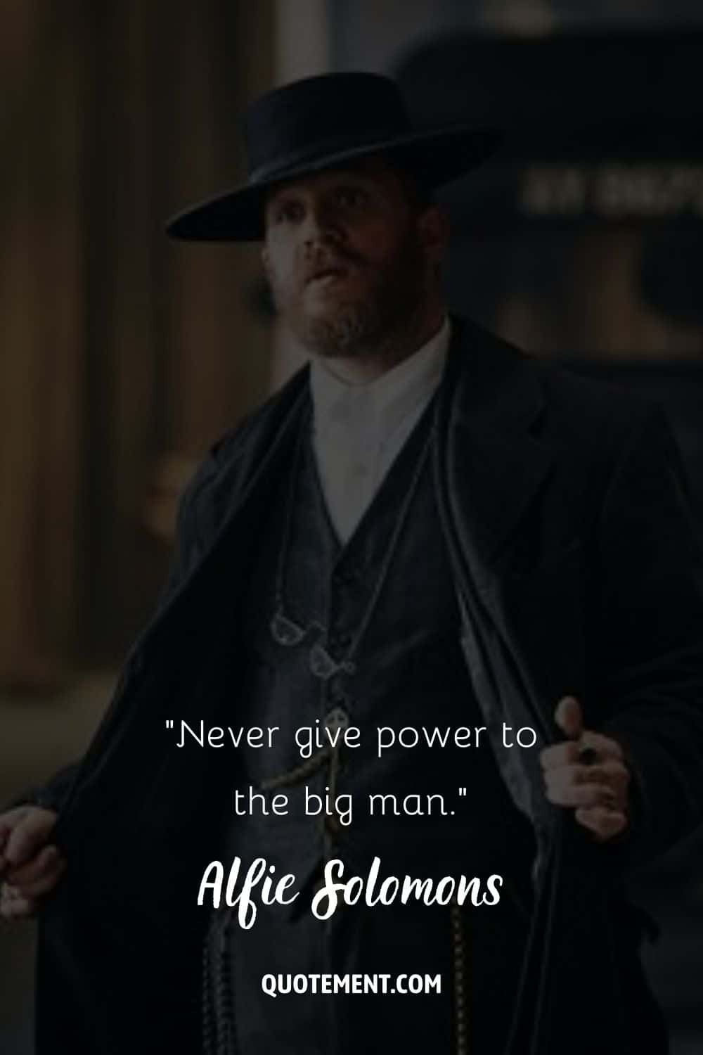 Tom Hardy in a suit representing alife solomons quote
