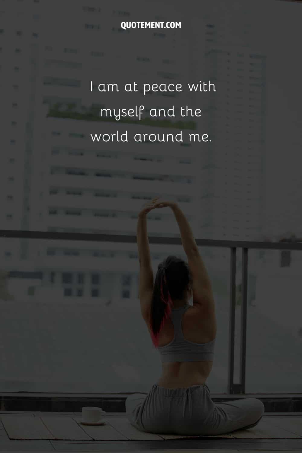 Woman gently stretching her back image representing an affirmation for peace