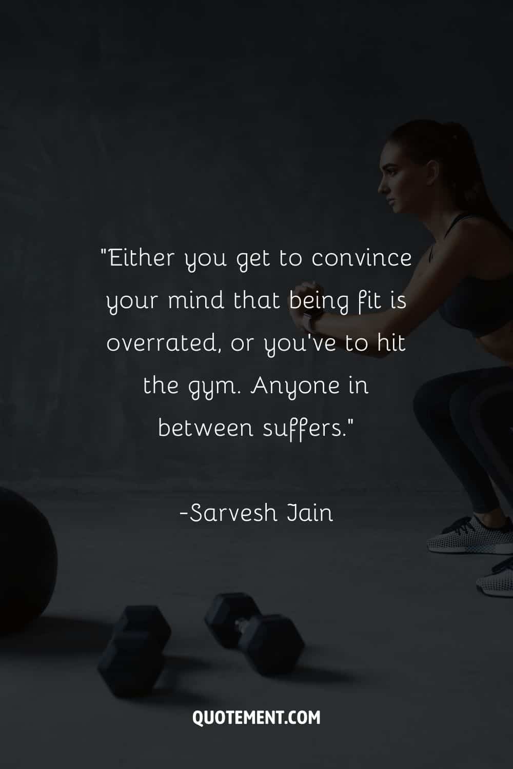 a girl focusing on her workout representing fitness motivational quote