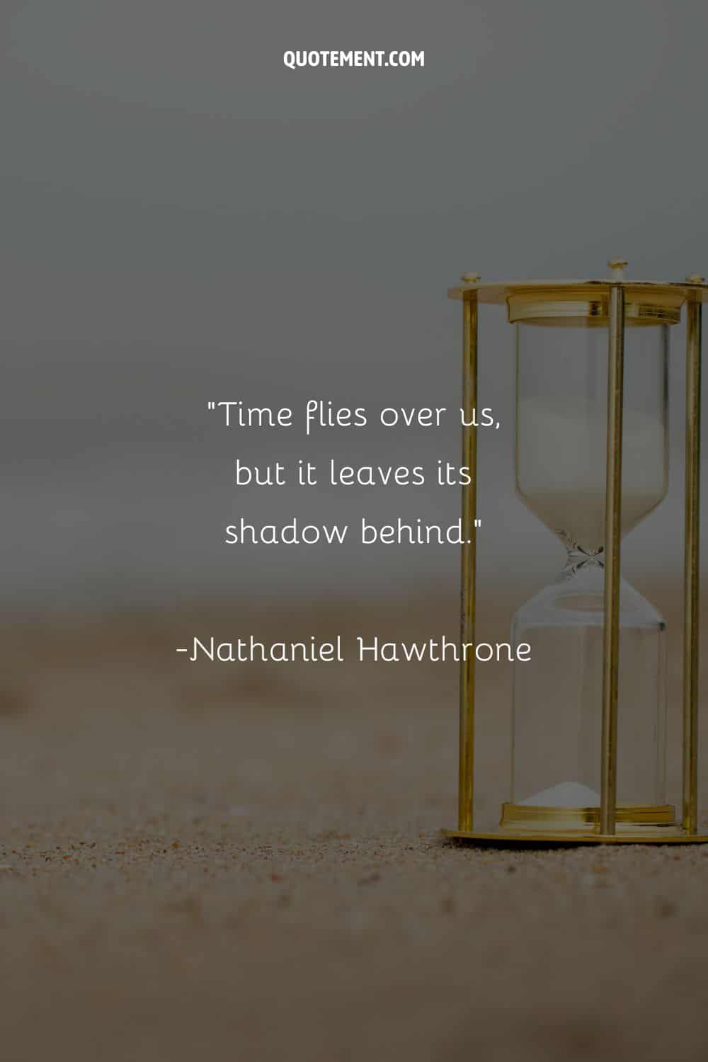 a golden hourglass sand timer representing thought-provoking time flies by so fast quote
