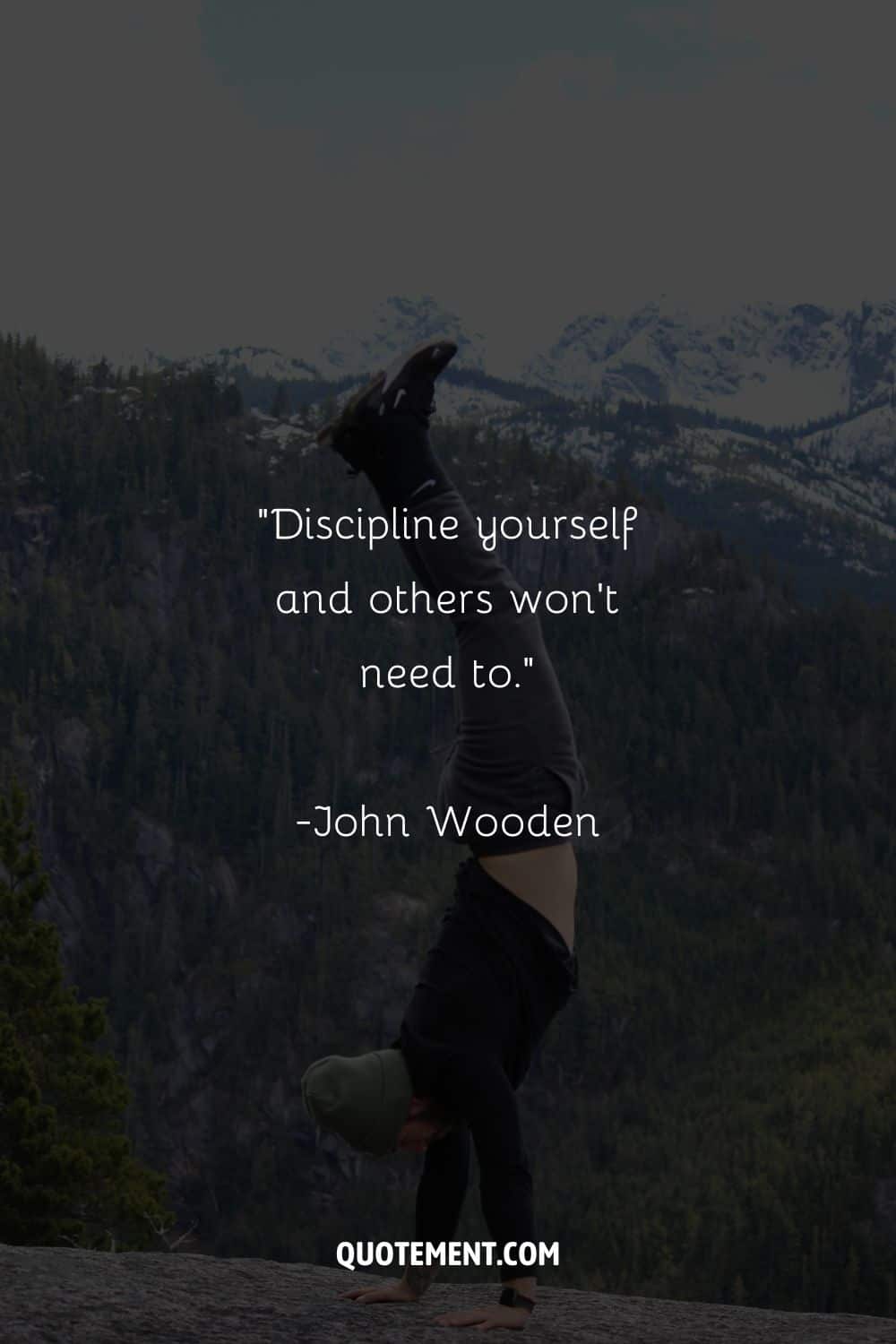 a healthy man doing a handstand quote about discipline