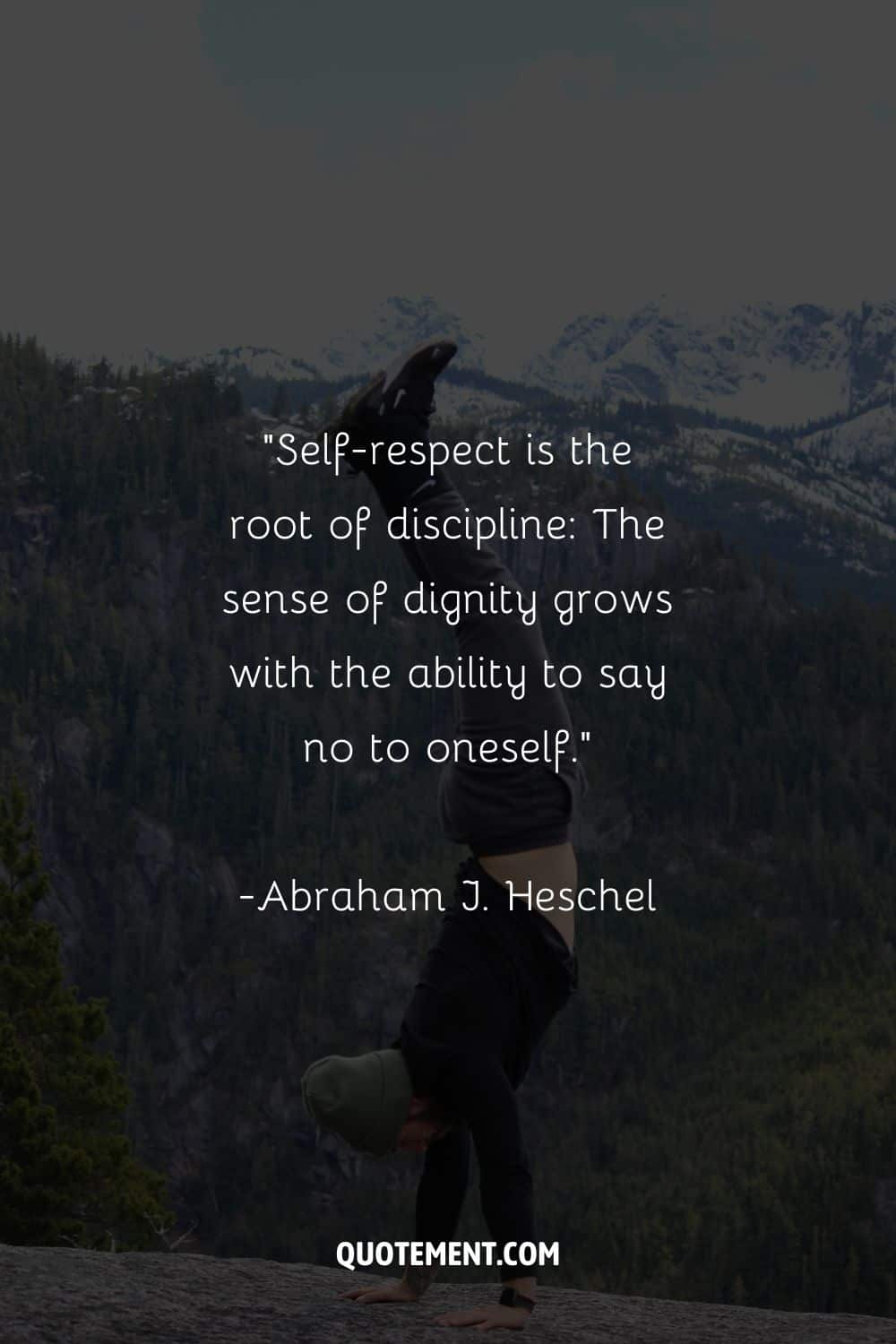 a man doing a handstand in nature representing quote on discipline